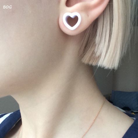 Heart Shaped Gauges, Small Heart Gauges, Stretched Ears Heart, Heart Gages, Small Gauged Ears Women, Heart Ear Gauges, Heart Gauges, Cute Gauges, Tunnel Piercing