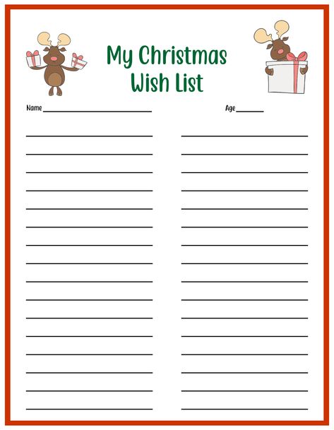 Christmas List Outline, Printable Christmas List Template, Christmas List Free Printable, Christmas Wishlist Template, 4 Gift Rule, Outline Ideas, Christmas Wish List Template, Christmas List Template, Xmas List Ideas