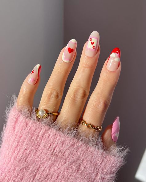 love ya 💌🥤 @stanley_brand @lightslacquer frenchy, dream st. & mrs. potts @mooncat pandemonium y’all know i love mix & match manis, and this design might just be my new fav of all time!!! romantic, sweet, whimsical & fun!! v-day really is the best holiday for nail art hehe♥️🎀 Stanley Brand, Mrs Potts, Quick Nail, Valentine Nails, Nail Designs Valentines, Nail Candy, Classic Nails, Cute Summer Nails, Simple Nail Art Designs