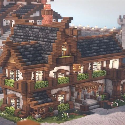 Modern Minecraft Houses Interiors, Modern Minecraft Houses Tutorials, Minecraft House Survival, Minecraft House Ideas Survival, Simple Minecraft House, Minecraft House Blueprints, Minecraft Medieval Buildings, Minecraft Medieval Village, Minecraft Roof