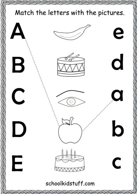 A To I Worksheet, English Matching Worksheet For Nursery, Match The Letters With Pictures, Match The Words With Pictures, Upper Kg English Worksheet, English Sheets Kg1, Letter Revision Activities, Matching Letters With Pictures Worksheet, Match Letters With Pictures