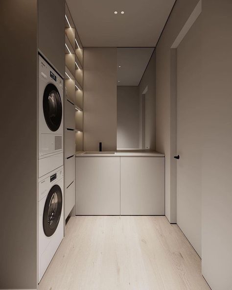 Utility Room In Bathroom, Small Laundry Design Ideas, Minimal Laundry Room, Design Interior Baie, Utility Room Designs, Laundry Design, Modern Laundry Rooms, Laundry Room Inspiration, 아파트 인테리어