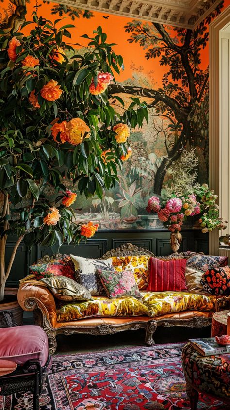 If Kehinde Wiley were an Interior Designer — Living Bright Interiors Decadent Interior, Bright Maximalist Decor, Cozy Eclectic Home, Moody Bedrooms, Moody Maximalism, Bold Home Decor, Victorian Bohemian Decor, Chinese Interior Design, Maximalist Interior Design