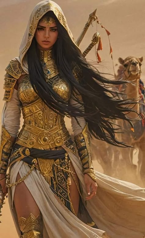 Egyptian Character Design Female, Desert Warrior Art, Warrior Princess Dress, Desert Warrior, Egyptian Warrior, Egyptian Princess, Egyptian Fashion, Egyptian Beauty, Pink Photography