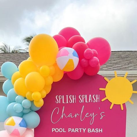 Splash Pool Party Decoration, Pool Party Second Birthday, Splish Splash Baby Shower Theme, Splish Splash Baby Bash, Splish Splash Party, Pool Party Themes, Pool Party Kids, Summer Bash, Swim Party