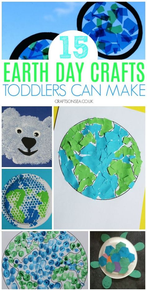 Easy Earth Day activities and crafts for one, two and three year olds #kidscrafts #toddler #preschool Earth Day Crafts For Kids, Earth Craft, Earth Day Projects, Earth Day Crafts, Crafts For Toddlers, Earth Day Activities, Spring Activities, Recycled Crafts, Green Day