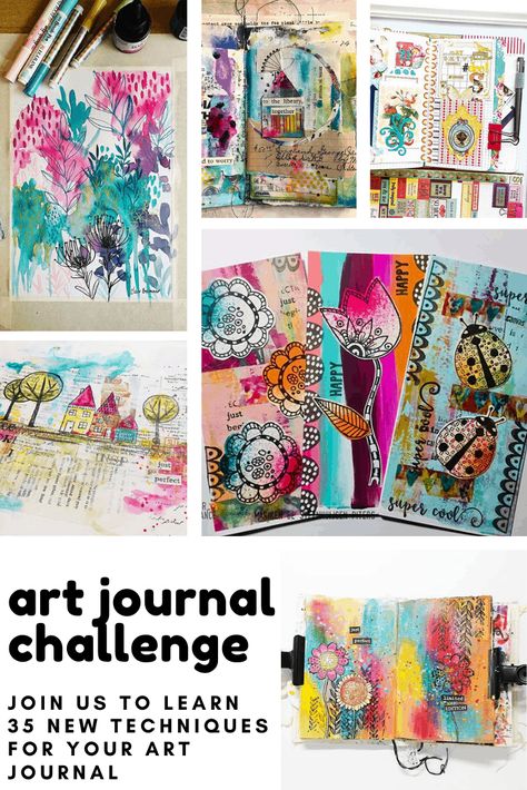 Free Printable Journal, Art Journal Challenge, Zen Doodles, Mixed Media Art Techniques, Journal Challenge, Art Journal Prompts, One Word Art, Cute Journals, Printable Journal