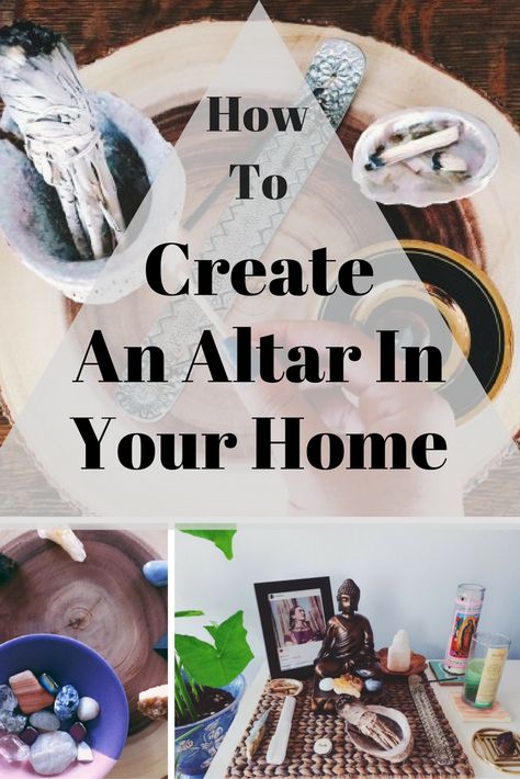 How to Create An Altar In Your Home // No matter where or with whom we live, we all need a sacred space in our homes. That one place where we can go that brings us peace and reminds us to release the stresses of the day. Altar For Beginners, Wiccan Altar Ideas Diy, How To Create An Altar, Where To Place Crystals In Home, Astrology Altar, Wiccan Altar Ideas, Crystal Altar Sacred Space, Chakra Altar, Small Altar Ideas