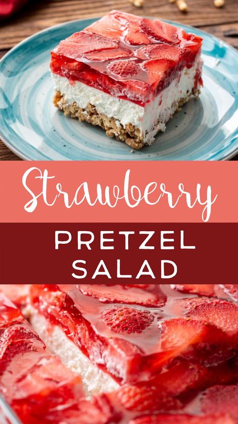 Strawberry Pretzel Salad Recipe, Strawberry Pretzel Dessert, Jello Dessert Recipes, Strawberry Pretzel Salad, Pretzel Salad, Pretzel Crust, Strawberry Pretzel, Jello Desserts, Strawberry Dessert Recipes