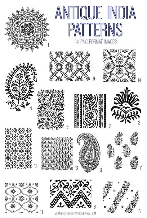 Indian Patterns Drawing, Indian Clothing Patterns, India Textile Pattern, Indian Elements Design, India Tattoo Design Indian Patterns, Patterns Of India, Indian Art Patterns, India Pattern Design, Traditional Motifs Design Indian