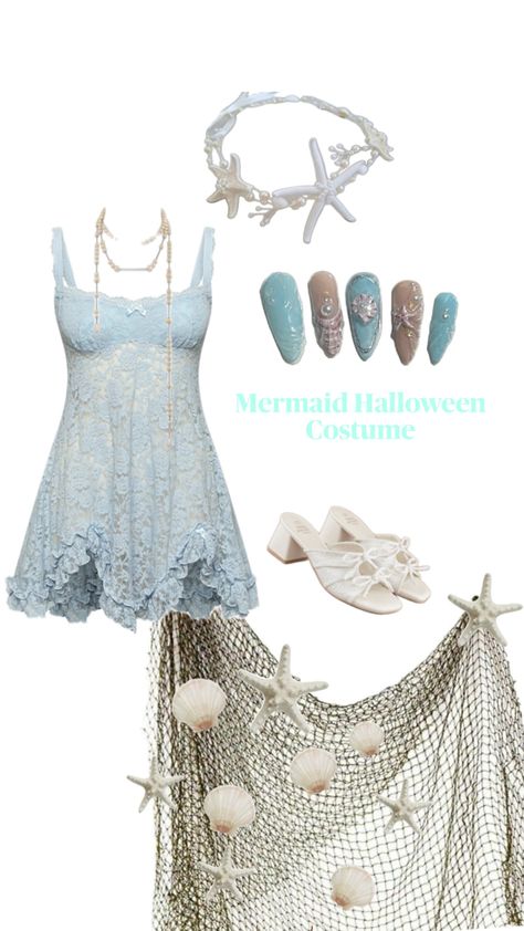 Cute Mermaid Costume Women, Mermaid Witch Costume, Siren Costume Halloween Outfit, Mermaid And Siren Costume, Diy Siren Costume Ideas, Mermaid Costume Women Aesthetic, Mermaid Core Costume, Mermaid Costume Ideas Women, Mermaid On Land Outfit