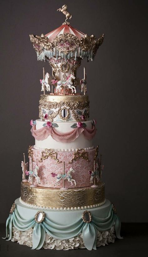 Spectacular Cakes, Beautiful Wedding Cake, Carousel Cake, Fantasy Cake, Family Baking, Baking Inspiration, Sculpted Cakes, Creative Cake Decorating, Crazy Cakes