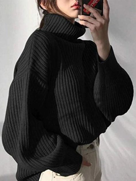 2023 Buy Solid Turtleneck Ribbed Knit Sweater under US$33 in Sweaters Online Store. Free Shipping with US$69+. Check reviews and buy it today. Style: Casual/Street/Vintage/Basic/Preppy Fabric Content: Acrylic Fit Type: Loose Fit Neckline: Turtleneck Sleeve Length: Long Sleeve Use code pin23 for an extra 23% off! #vintage #vintagestyle #newyear #newyearseve #christmas #fall #fallfashion #winter #streetstyle #outfits #ootd #trendyoutfits #fashionista #casualoutfits #longsleeve Black Turtleneck Outfit, Turtleneck Outfit, Black Turtleneck, Ribbed Knit Sweater, Beige Sweater, Green Day, High Collar, 90s Fashion, Turtleneck Sweater