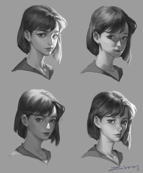 Shading Faces Digital, Shading Face Reference, Character Lighting Reference, How To Shade Faces Digital, Shading Reference Face, Anime Face Shading, Lighting Reference Face, How To Shade Face, Face Shadow Reference