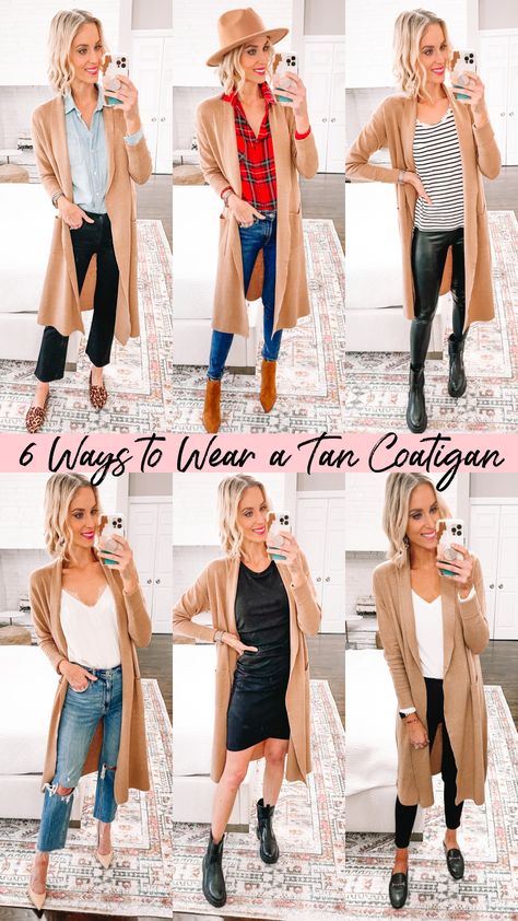 6 Ways to Wear a Tan Coatigan Tan Cardigan Outfit, Coatigan Outfit, Leaf Fashion, Dallas Travel, Teacher Dress, 2022 Outfits, Women's Workwear Fashion, Outfit Inspiration Women, Straight A