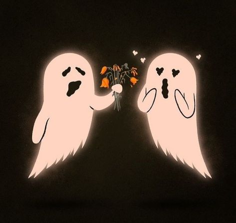 Spooky Love Aesthetic, Matching Fall Wallpapers For Couples, Ghost Love Art, Matching Ghost Pfp, Horror Wallpaper Pc, Sheet Ghost Aesthetic, Spooky Matching Pfp, Kitchy Halloween, Ghost In Love