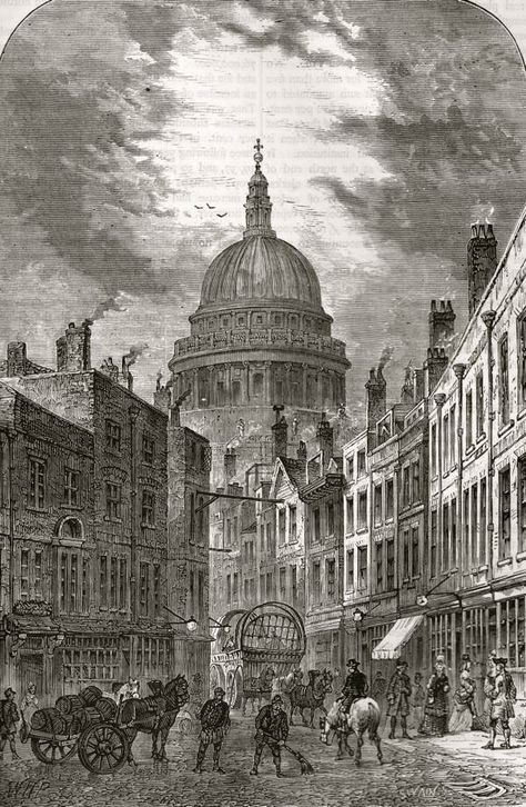 Georgian London, Regency London, London Drawing, Historical London, 19th Century London, England Aesthetic, Victorian London, London History, St Pauls Cathedral