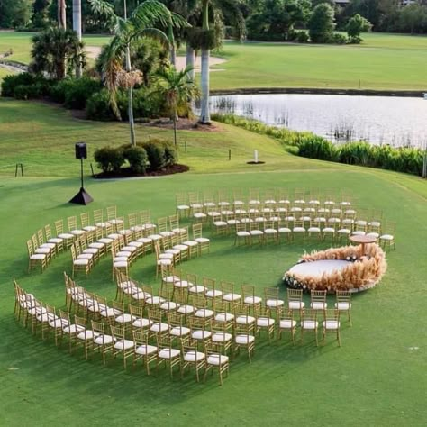 Round Ceremony Seating, 120 Guest Reception Seating, Wedding Aisle Chair Decorations, Outdoor Wedding Aisle, Wedding Ceremony Setup, Wedding Processional, Wedding Ceremony Seating, Home Remodels, Preparing For Marriage