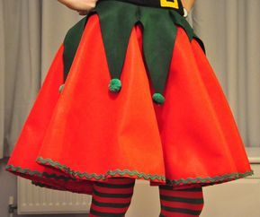 Elf Outfit Ideas, Elf Day At School, Elf Costume Diy, Xmas Aprons, Christmas Elf Costume Diy, Womens Elf Costume, Kids Elf Costume, Diy Elf Costume, Elf Skirt