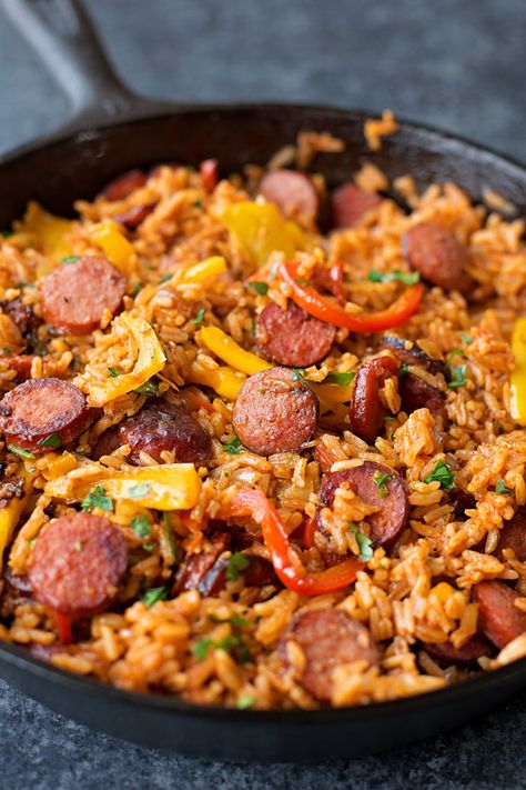 Easy Enchiladas, Rice Skillet, Sausage Dishes, God Mat, Kielbasa, Idee Pasto Sano, Sausage Recipes, Bell Pepper, One Pot Meals