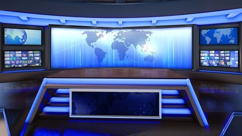 Virtual television studio background Pre... | Premium Photo #Freepik #photo #world #room #tv #stage Ruangan Studio, White Studio Background, Berita Tv, Tv Set Design, Episode Interactive Backgrounds, Red Studio, Virtual Studio, Office Background, Simple Desk