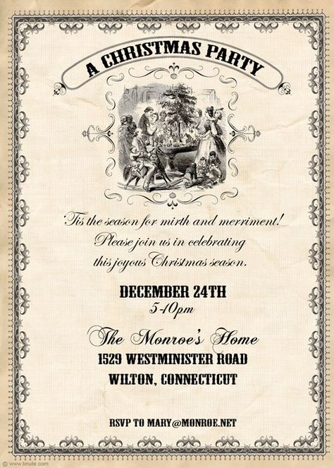 NVITATIONS  Who wouldn’t be excited to attend an old-fashioned Christmas celebration. Tinsel and toys, merriment and cheer, your Dickens’ inspired party will be one remembered for years and years.. Check out B.Nute’s A Dickens’ Old Fashioned Christmas Party invitations on etsy for details. Scrooge Party Ideas, A Christmas Carol Decorations Party Ideas, Dickens Themed Christmas Party, Dickens Christmas Carol Party, Charles Dickens Christmas Party, Dickens Christmas Carol Themed Party, Victorian Christmas Party Ideas, Old Fashioned Christmas Party Ideas, A Christmas Carol Themed Party