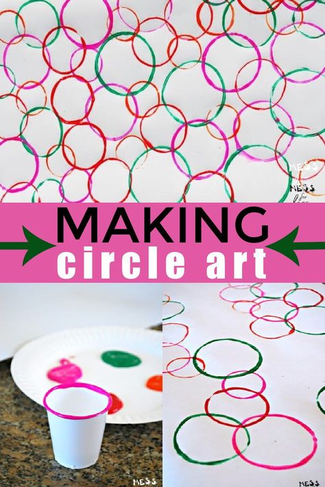 Circle Crafts Preschool, Painting With Circles, Circle Art Projects, Shape Activities Preschool, Circle Crafts, Circle Painting, Pre K Activities, Painting Activities, Shapes Activities