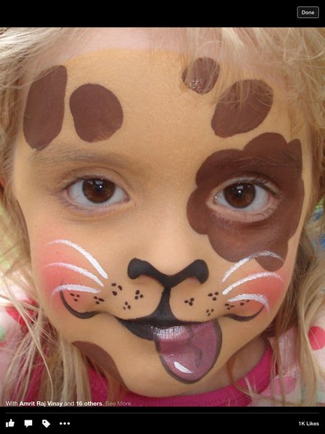 Brown puppy face Puppy Face Paint, Dog Face Paints, Obličejové Masky, Animal Face Paintings, Dog Makeup, Face Painting Easy, Kids Face Paint, Pintura Facial, Simple Face