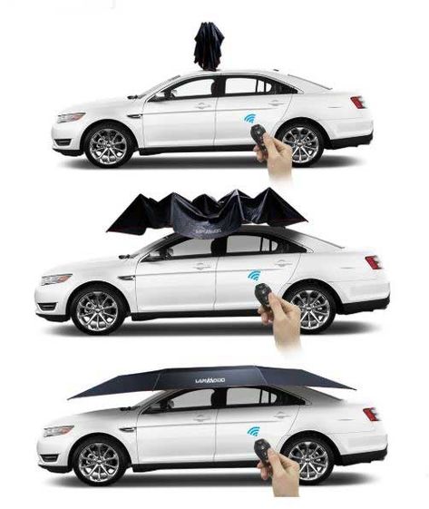 Heres an automatic umbrella for your car Protection For Car, Car Shade Design, Car Umbrella, Cute Car Sun Shade, Tent For Car Parking, Fishing Umbrella, Falling Objects, Car Shelter, Automatic Umbrella