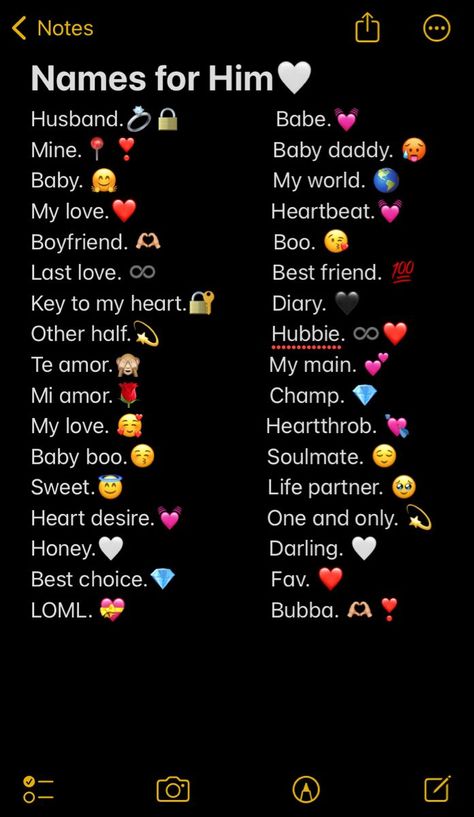 Cute Names To Give Your Boyfriend, Bf Name Save In Contact, Cute Names To Put As Your Boyfriends Contact, Names To Put As Your Boyfriends Contact, Name For Bf Contact, Things To Name Your Boyfriend, Love Names For Boyfriend For Him, Best Contact Names For Boyfriend, Bf Nickname Ideas Aesthetic