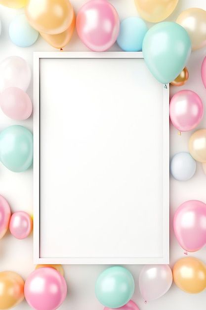 Birthday Balloons Wallpaper, Baby Memory Frame, Birthday Stationary, Bujo Bible, Birthday Card Background, Family Tree Print, Baby Picture Frames, Balloon Frame, Balloon Pictures