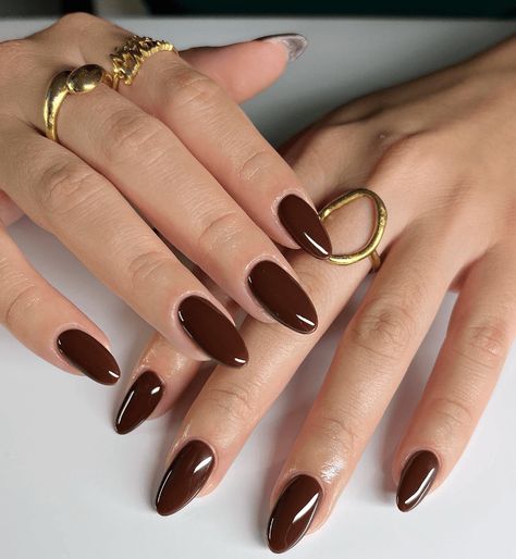 Chocolate Brown Manicure Navy Nails, Kutek Disney, Brown Nails Design, Fall Nail Trends, Nail Colors Winter, Burgundy Nails, Brown Nails, Elegant Nails, Fall Nail