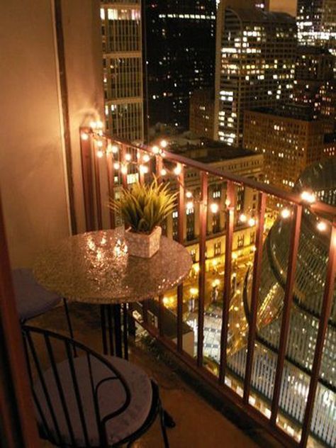 15 Small Balcony Lighting Ideas | Home Design And Interior Balkon Decor, Balcony Lighting, Chicago Apartment, Balkon Design, Apartment Life, Dream Apartment, Balcony Design, Apartment Balconies, Decoration Inspiration