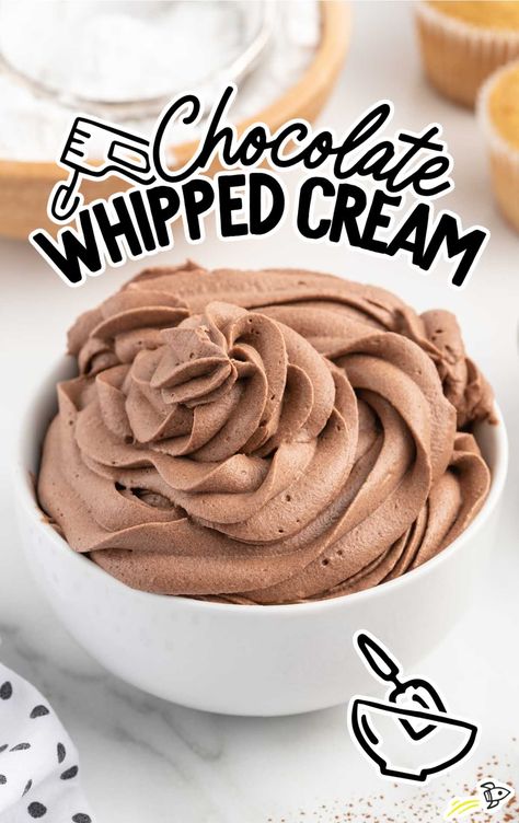 Chocolate Whipped Cream Recipe, Peppermint Whipped Cream, Cool Whip Desserts, Sweet Whipped Cream, Making Sweets, Frosting Recipes Easy, Recipes With Whipping Cream, Fluff Desserts, Chocolate Whipped Cream