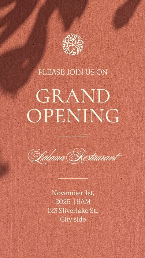 Grand opening Instagram story template, editable text | premium image by rawpixel.com Opening Invitation, Shadow Tree, Awesome Designs, Vintage Collage, Instagram Story Template, Story Template, Instagram Post Template, Text Design, Post Templates