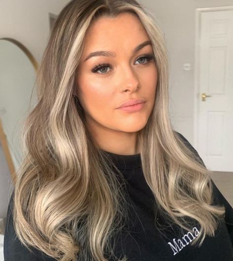 Long Straight Ash Blonde Hair with Lowlights Ash Blonde Hair With Lowlights, Brown Hair With Blonde Lowlights, Lowlights On Blonde Hair, Blonde With Lowlights, Balayage Lowlights, Icy Blonde Hair Color, Blonde Hair With Lowlights, Blonde Lowlights, Hair With Lowlights