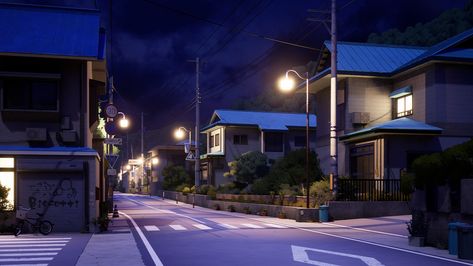 ArtStation - Japan Road, Jaume Rovira Llorca Gacha Road Background, Roads Background For Editing, Gacha Backgrounds Outside, Background Outside, Anime Houses, Road Background, Lighting Overlays, Halloween Street, Gacha Background