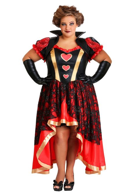 PRICES MAY VARY. Size: 6X COSTUME INCLUDES: This plus size Halloween costume includes a Queen of Hearts dress, a bolero style jacket, and a pair of black gloves. FROM THE FUN COMPANY: When it comes to designing costumes, our costume team aims to create unique, flattering, and quality outfits with the character details you love. We're sure you'll find that this Dark Queen of Hearts Costume is ready for diabolical Halloween fun! DETAILS THAT MATTER: You will love this costume's Wonderland like sty Dark Queen Of Hearts, Costumes Plus Size, Halloween Costumes Plus Size, Long Black Gloves, Heart Costume, Queen Of Hearts Costume, Plus Size Costume, Plus Size Halloween Costume, Plus Size Costumes