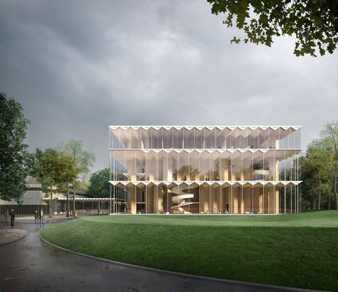 Architects Propose World's First Prefabricated Cross Laminated Timber Concert Hall for Nuremberg | ArchDaily Cross Laminated Timber, Concert Hall Architecture, Bartlett School Of Architecture, Types Of Timber, Timber Architecture, Timber Structure, Glass Facades, Building Structure, Timber Framing