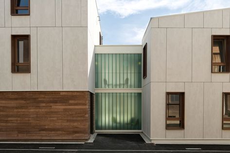 Fiber Cement Facades in Architecture: 9 Notable Examples,24 Housing Units / Zanon + Bourbon Architects. Image © Olivier Dancy Fibre Cement Cladding, Different Types Of Houses, Cement Panels, Wood Facade, Facade Panel, Facade Material, Cladding Panels, Southern House Plans, Wood Architecture