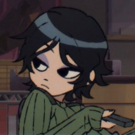 Scott Pilgrim, Anime Character, Black Hair, Green, Hair, Anime, Black