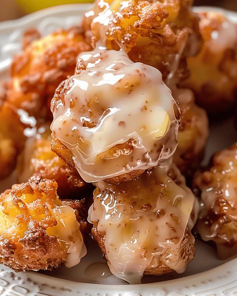 🍎 Apple Fritter Bites 🍏 - Recipes, Tasks & Tools Apple Fritter Donut Holes, Apple Fritters Bites Recipe, Apple Fritter Bites Recipe, Apple Fritter Bites, Fritter Bites, Banana Fritters, Bites Recipes, Apple Fritter, Fritter Recipes