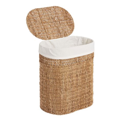 Salma Oval Seagrass Laundry Hamper With Liner and Hinged Lid - World Market Bathroom Furniture Storage, Laundry Hamper, Hinged Lid, World Market, Bathroom Storage, Storage Furniture, Favorite Things List, Furniture