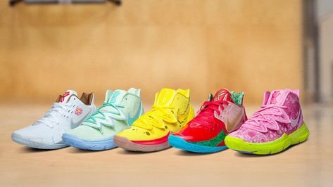 Así son los tenis Nike inspirados en personajes de Bob Esponja Zapatillas Kyrie Irving, Kyrie 5 Spongebob, Kyrie Sneakers, Zapatillas Nike Basketball, Popular Basketball Shoes, Irving Shoes, Kyrie Irving Shoes, Tenis Basketball, Nike Kyrie 5