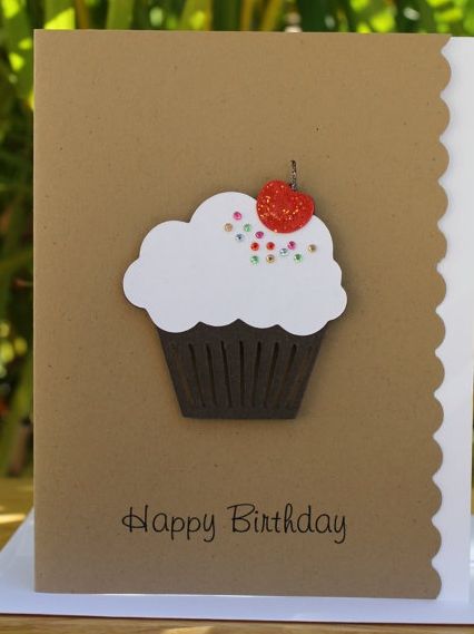 Cupcake card Cupcake Birthday Cards Handmade, Cupcake Cards Handmade, Happy Birthday Cupcake, Cupcake Birthday Cards, Cupcake Cards, Creative Birthday Cards, Cupcake Card, Happy Birthday Cupcakes, Birthday Cake Card