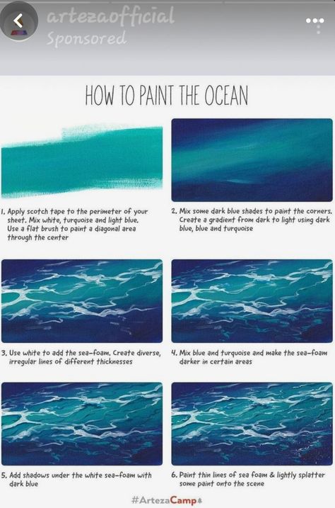 Watercolor Waves Tutorial, Stormy Ocean, Ocean Art Painting, Beach Scene Painting, Watercolor Wave, Water Drawing, Beach Watercolor, Landscape Art Painting, Canvas Painting Designs