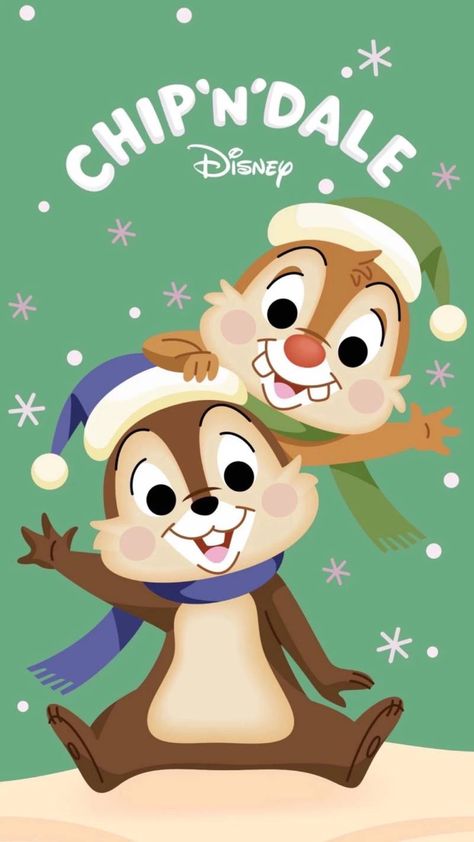 Disney Christmas Wallpaper, Christmas Iphone Wallpaper, Christmas Iphone, Chip And Dale, Disney Christmas, Cute Disney, Christmas Wallpaper, Cartoon Animals, Christmas Card