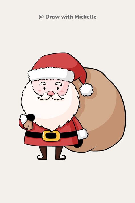 Cute Santa Drawing, Draw Santa Claus, Santa Drawing, Procreate Easy, Draw Santa, How To Draw Santa, How To Draw Cute, Cute Santa Claus, Draw Cute