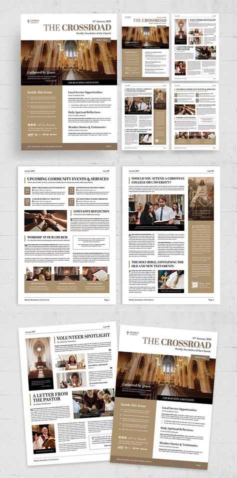 Church Newsletter Template AI, EPS, INDD Bulletin Template Design, Nonprofit Newsletter Design, Newsletter Layout Ideas, Canva Church Templates, Graphic Design Newsletter, Newsletter Ideas Design, Newsletter Cover Design, Newsletter Design Layout Templates, Church Newsletter Ideas