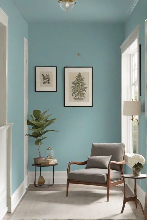 Wythe Blue wall paint, living room design, interior decorating, paint color match, home interior design, kitchen designs, interior bedroom design Blue Paint Living Room, Living Room 2024, Wythe Blue, Light Oak Floors, Light Colored Furniture, Sage Green Kitchen, Living Room Paint, Room Aesthetic, A Living Room